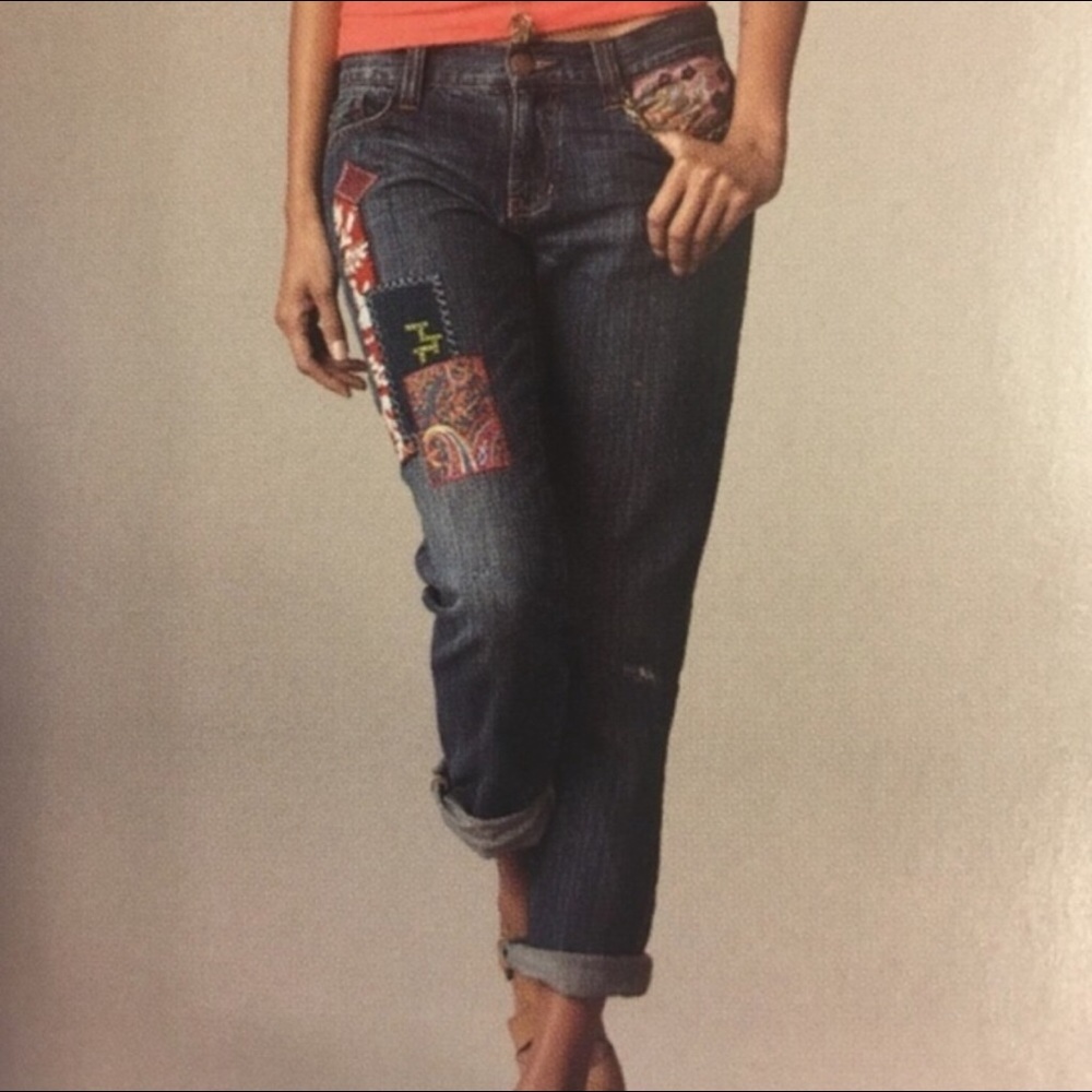 Cabi Patchwork capri jeans